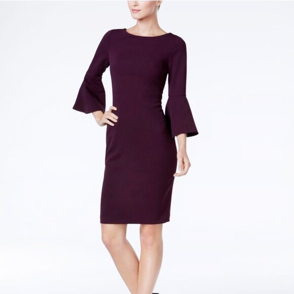 Calvin Klein Dresses & Skirts - Calvin Klein Burgendy Plum Bell Sleeve Dress